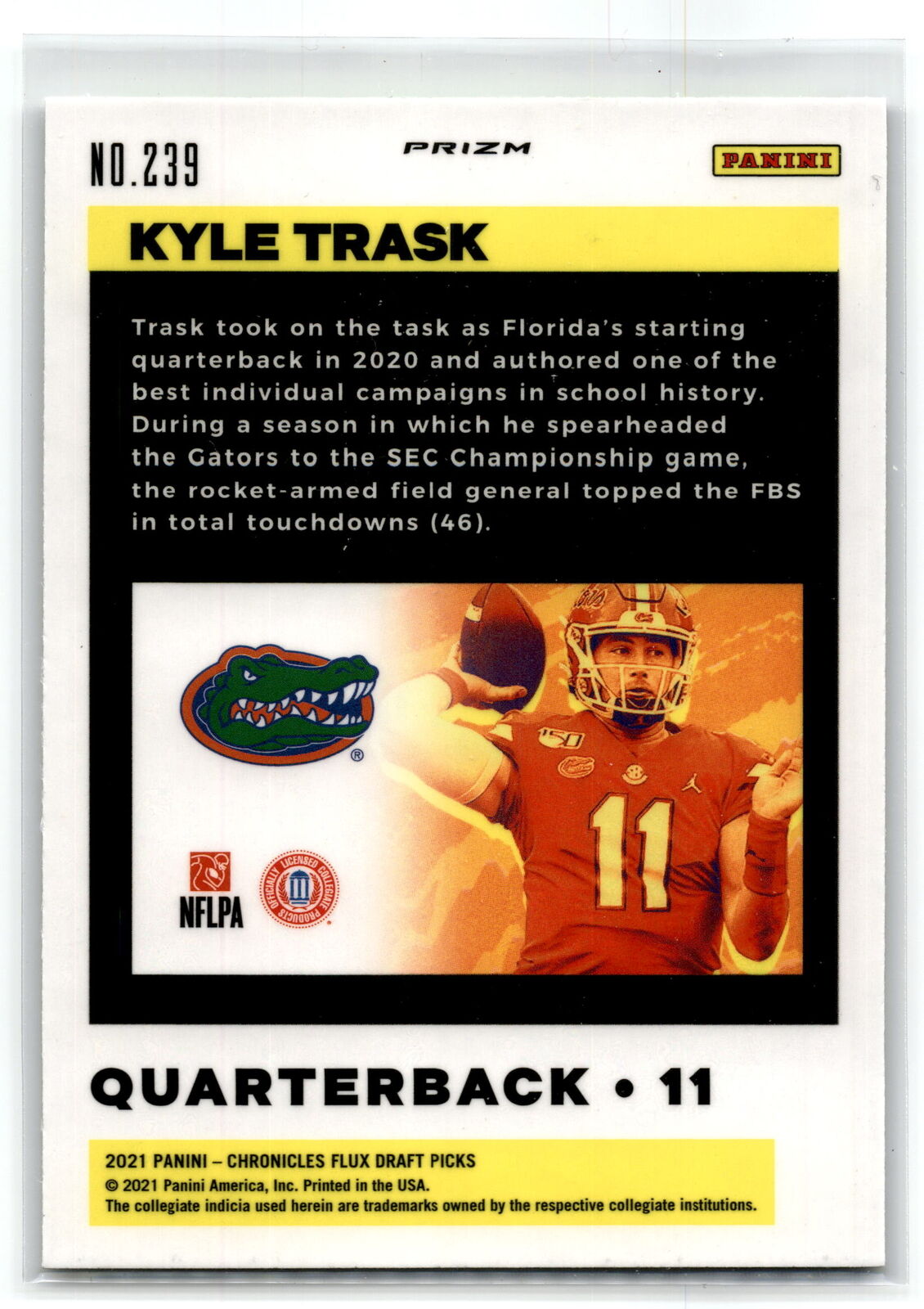 2021 Panini Chronicles Draft Picks Collegiate #239 Kyle Trask Flux Base NM