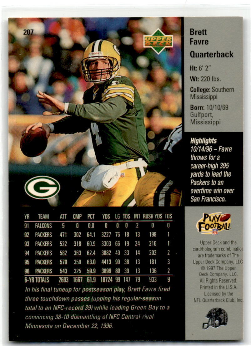 1997 Upper Deck #207 Brett Favre NM