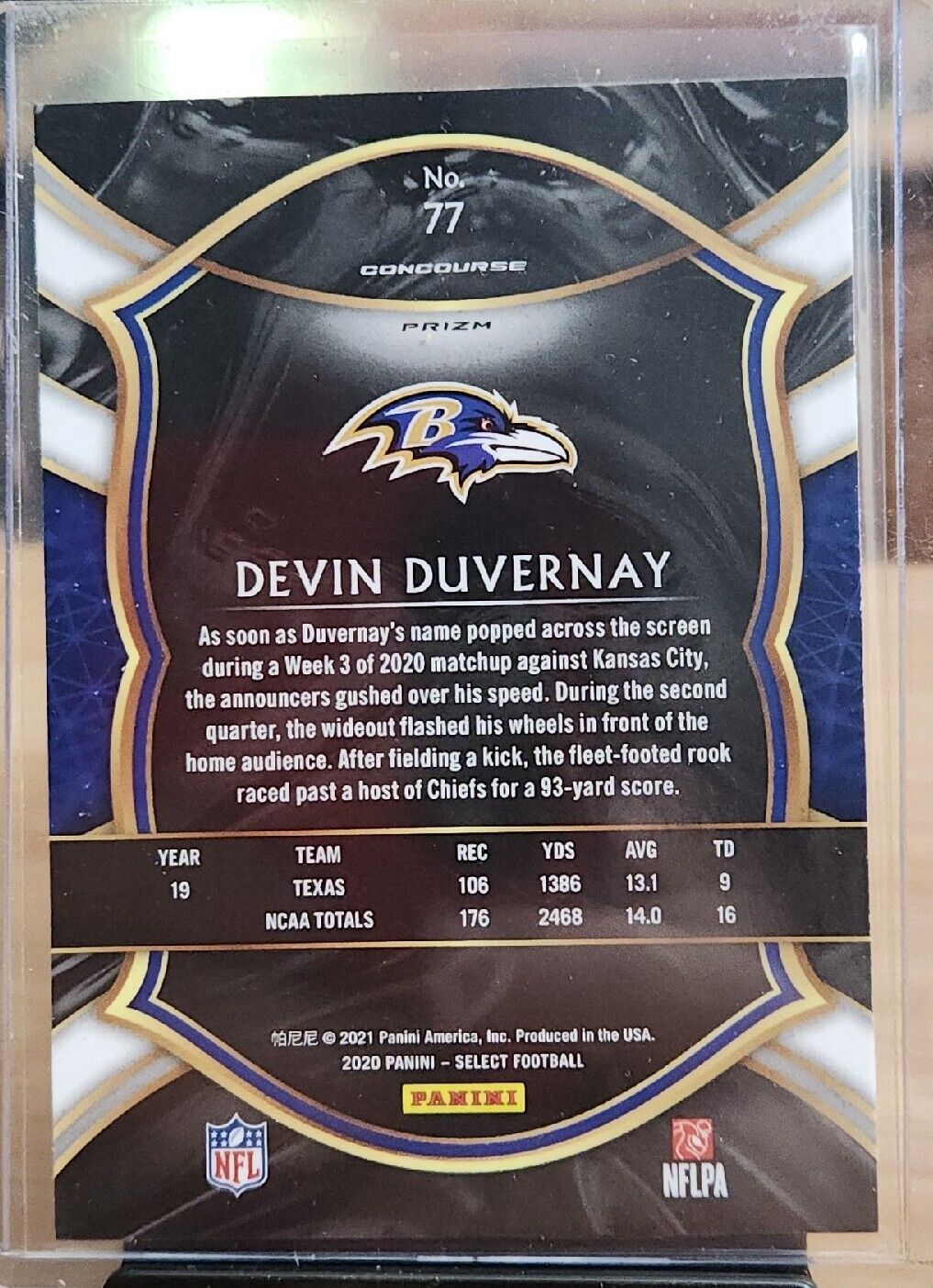 🏈 2021 Panini Select Devin Duvernay Concourse Silver Rookie Card Ravens #77 RC