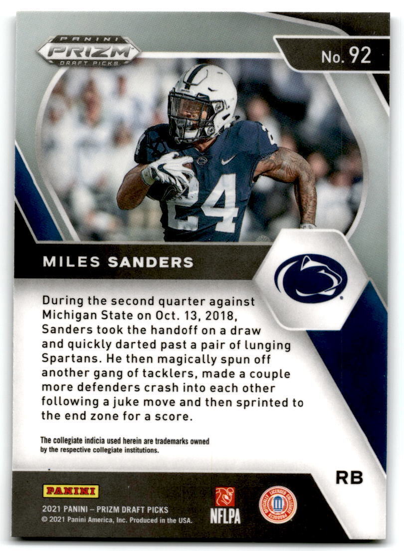 2021 Panini Prizm Draft Picks Collegiate #92 Miles Sanders NM