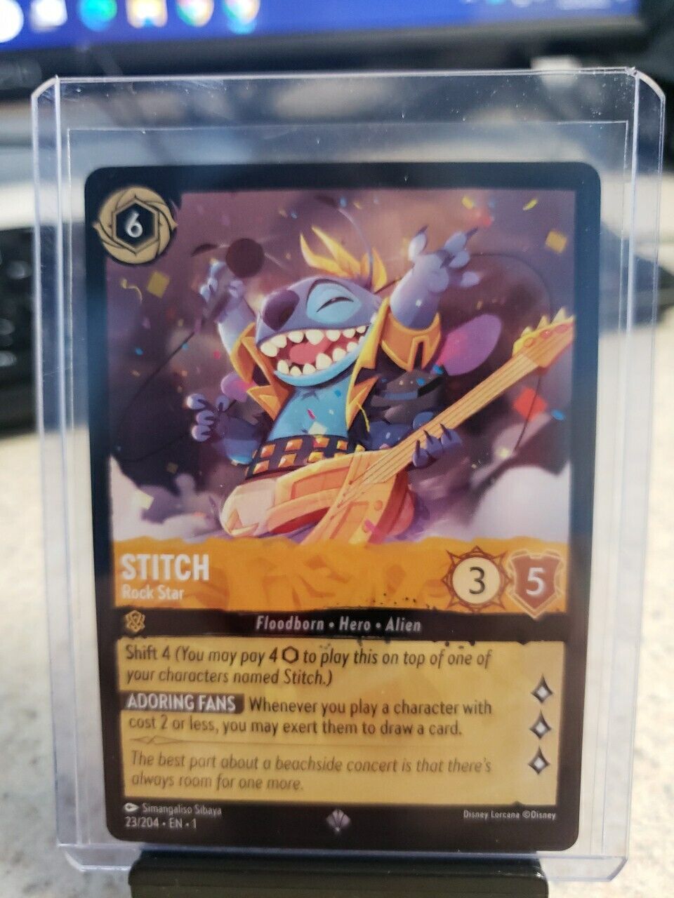 Disney Lorcana TCG Stitch Rock Star Super Rare Non-Foil 23/204 