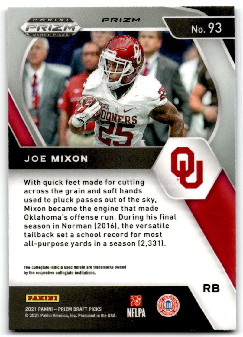 2021 Panini Prizm Draft Picks Collegiate #93 Joe Mixon Red White and Blue NM