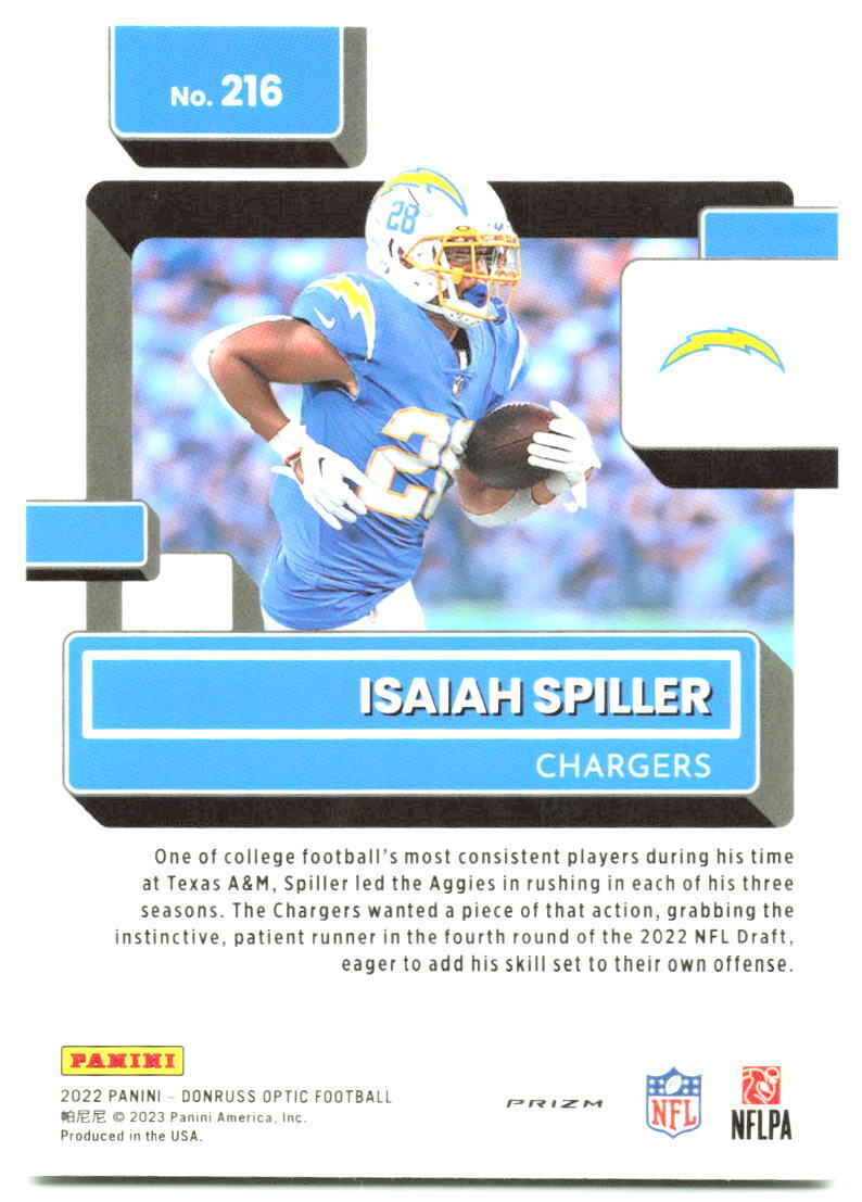 2022 Donruss Optic #216 Isaiah Spiller Holo NM