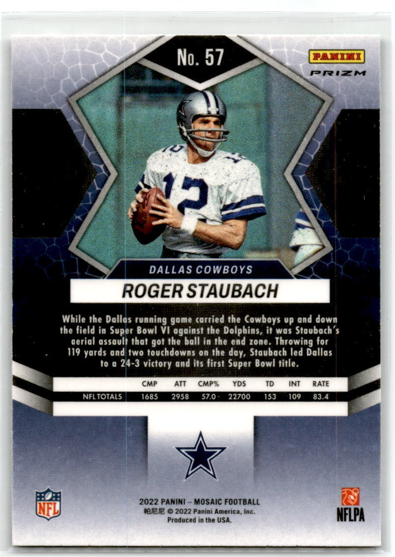 2022 Panini Mosaic #57 Roger Staubach Mosaic Green NM