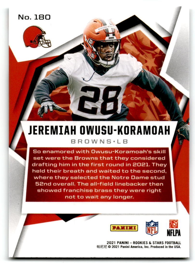 2021 Panini Rookies & Stars #180 Jeremiah Owusu-Koramoah NM