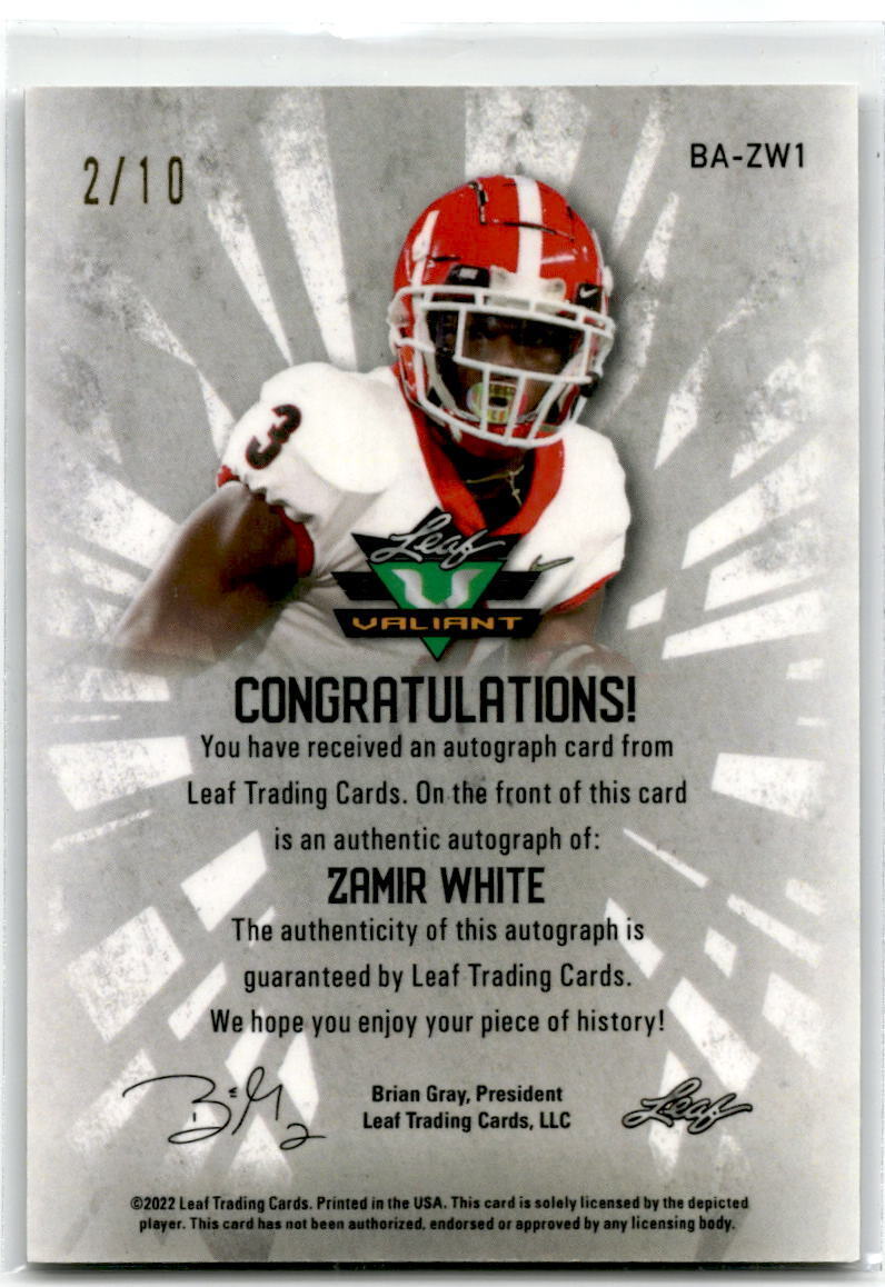 2022 Leaf Valiant #BA-ZW1 Zamir White Platinum Blue NM