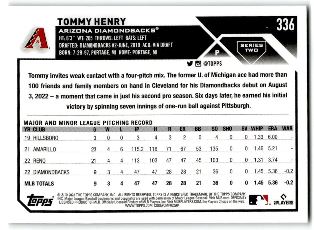 2023 Topps #336 Tommy Henry NM