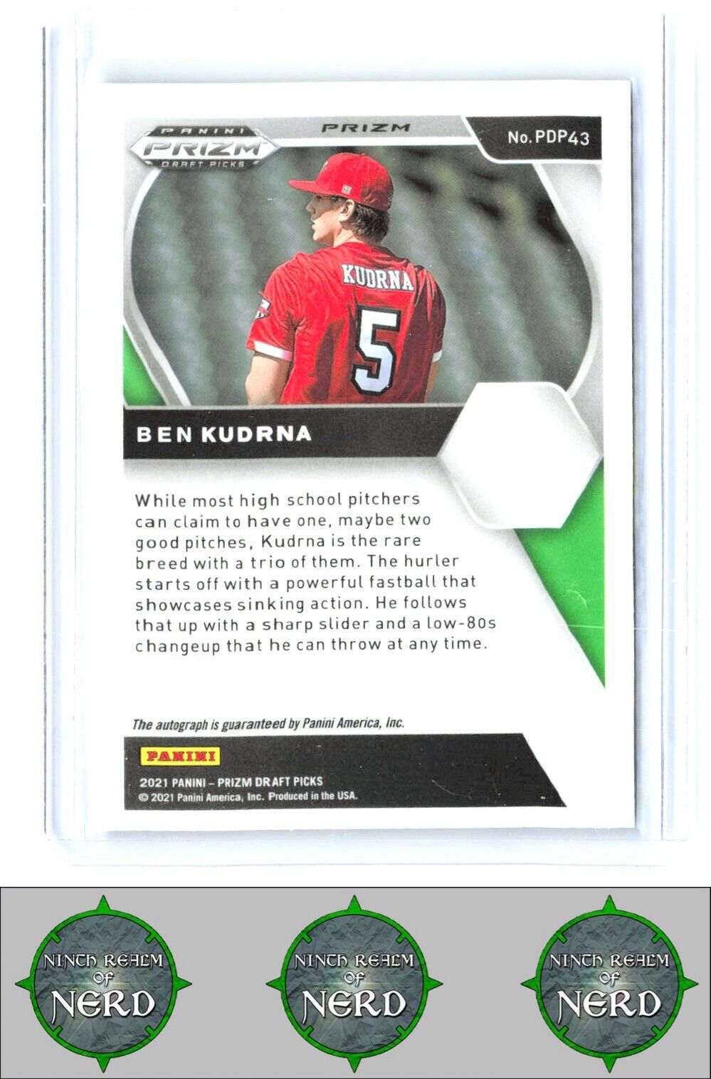 2021 Panini Prizm Draft Picks #PDP43 Ben Kudrna Green Pulsar Prizm