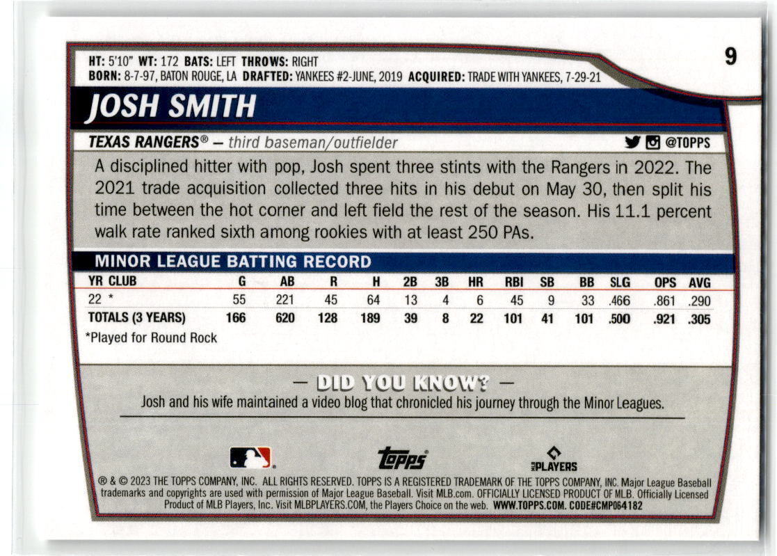 2023 Topps Big League #9 Josh Smith NM