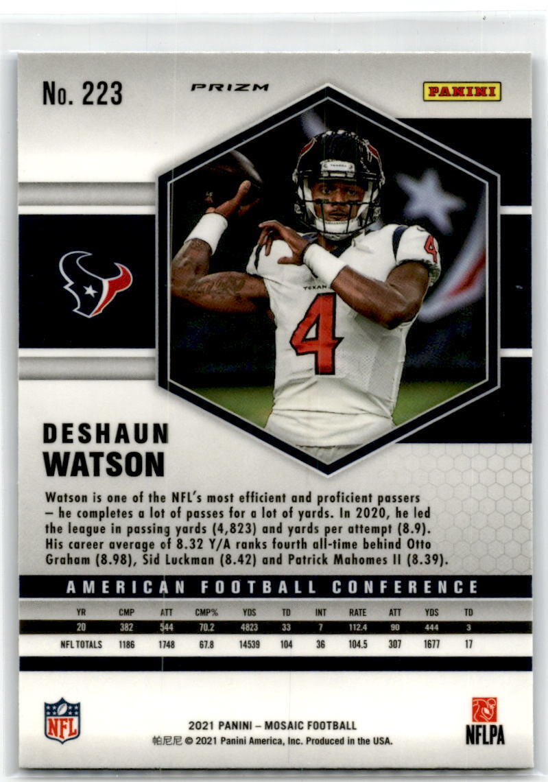 2021 Panini Mosaic #223 Deshaun Watson Prizm Blue NM