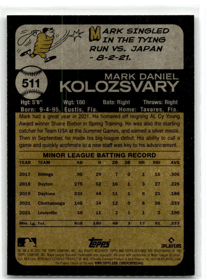 2022 Topps Heritage #511 Mark Kolozsvary NM