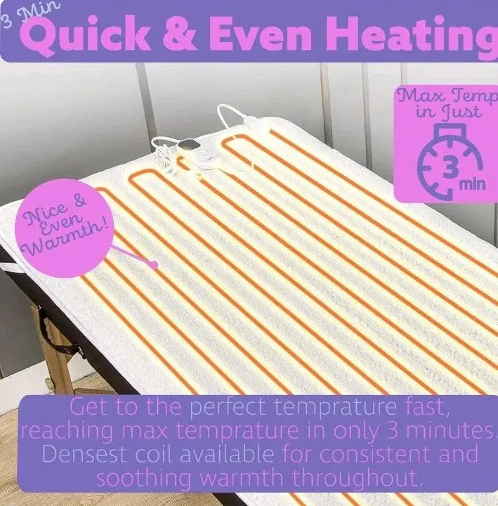 Massage Table Warmer Heating Pad – Heated with White 