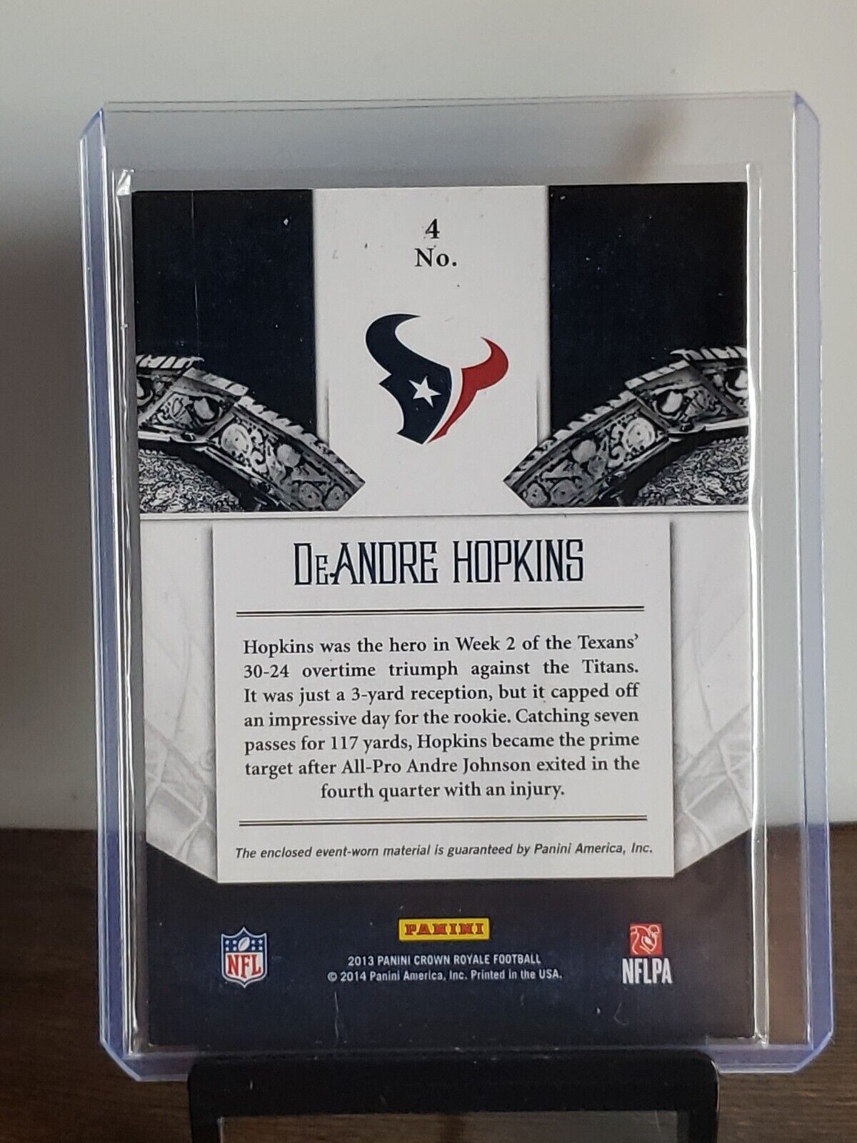 DeAndre Hopkins Heirs 2013 Crown Royale #4 TRIPLE JERSEY/BALL /99 