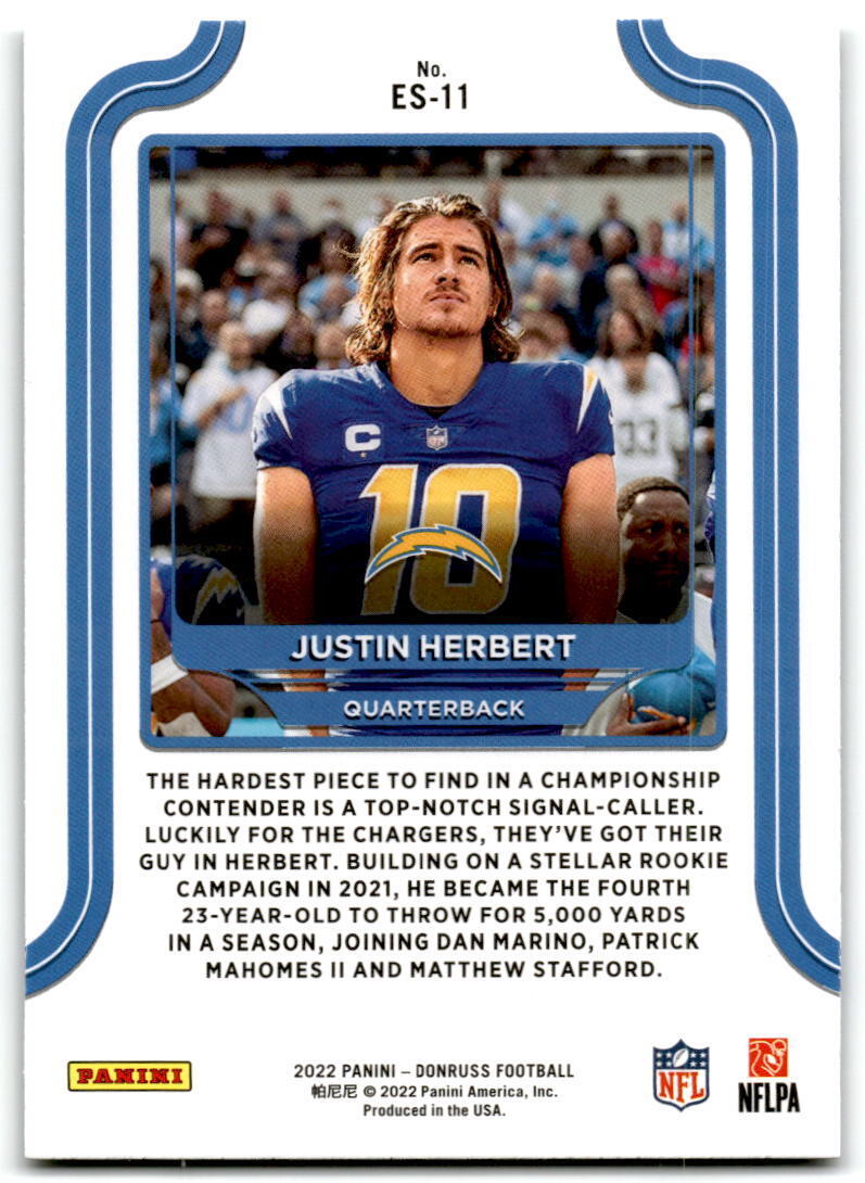 2022 Donruss #ES-11 Justin Herbert The Elite Series NM