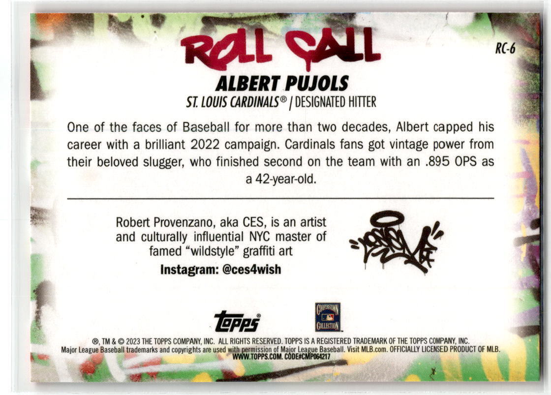 2023 Topps Big League #RC-6 Albert Pujols Roll Call Wildstyle Edition NM