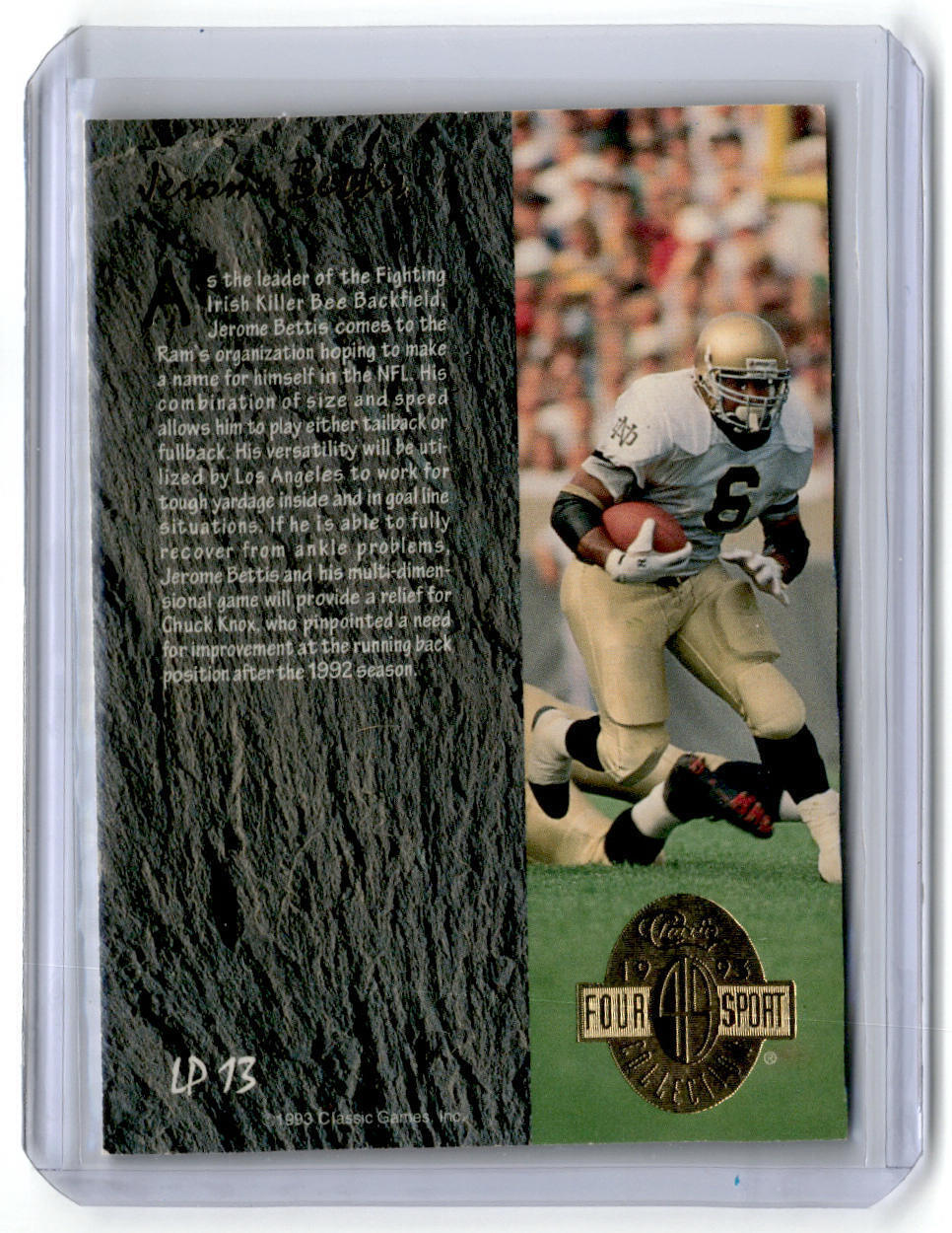 1993 Classic Four Sport #LP13 Jerome Bettis Limited Prints