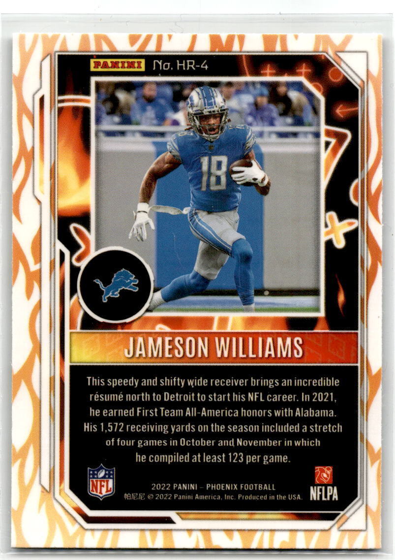 2022 Panini Phoenix #HR-4 Jameson Williams Hot Routes Silver Lazer NM