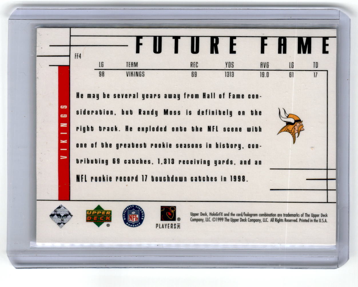 1999 Upper Deck HoloGrFX #FF4 Randy Moss Future Fame