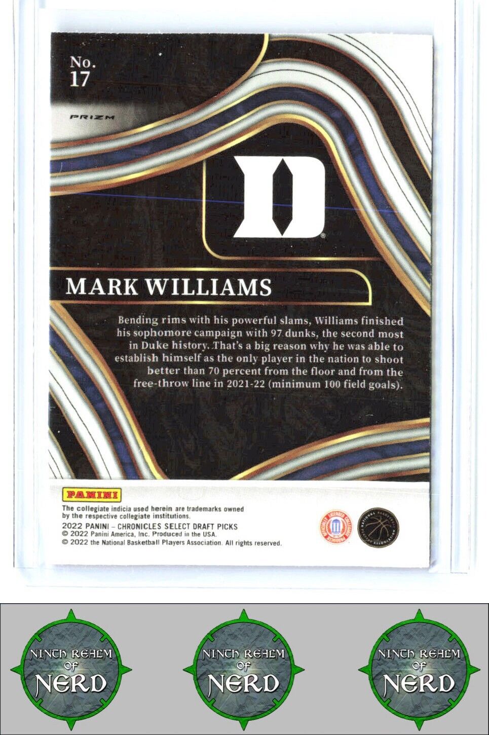 2022 Panini Chronicles Draft Picks #17 Mark Williams Select Pink