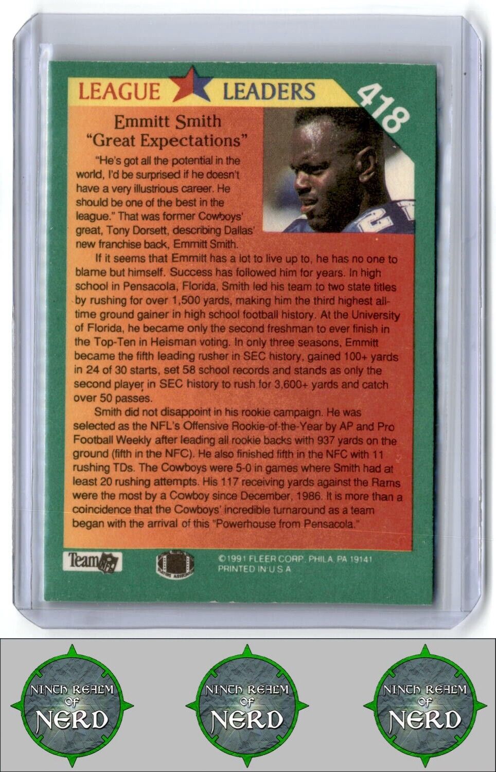 1991 Fleer #418 Emmitt Smith