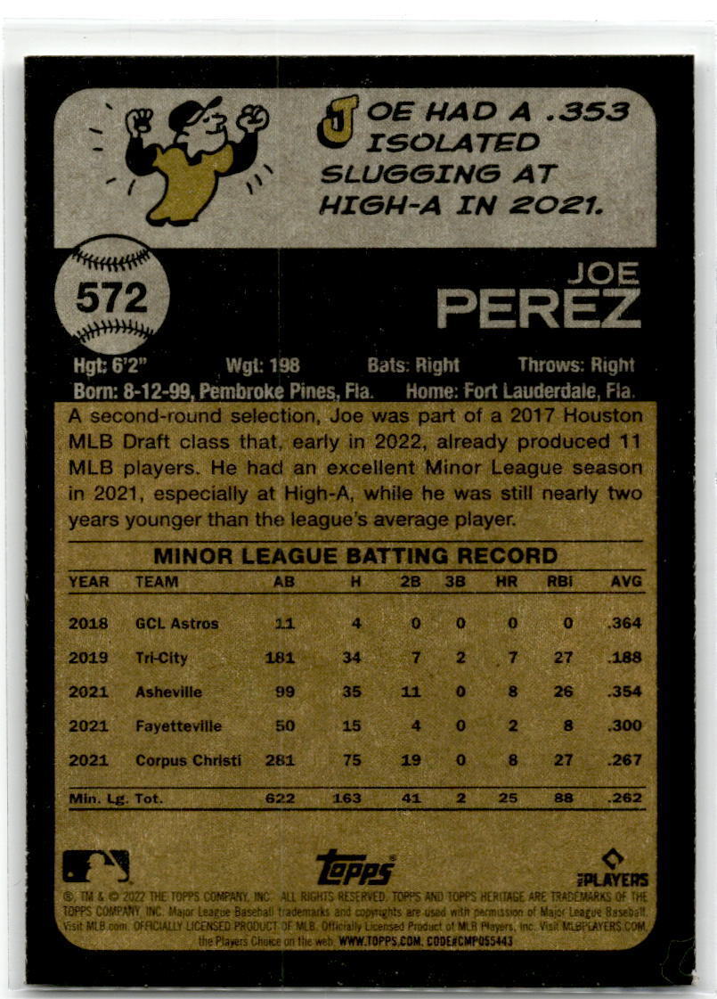 2022 Topps Heritage #572 Joe Perez NM