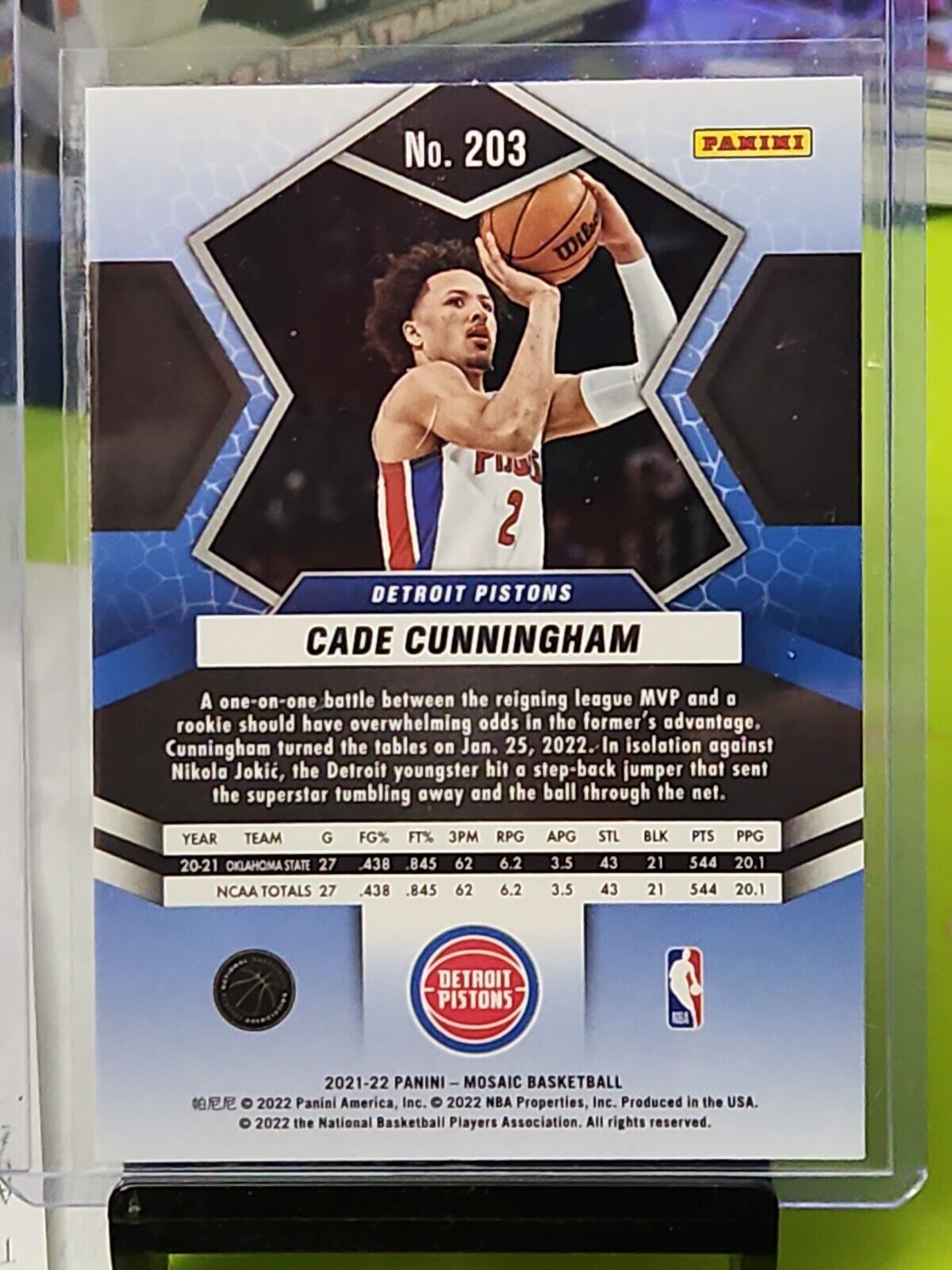 Cade Cunningham 2021-22 Panini Mosaic #203 RC Detroit Pistons Rookie