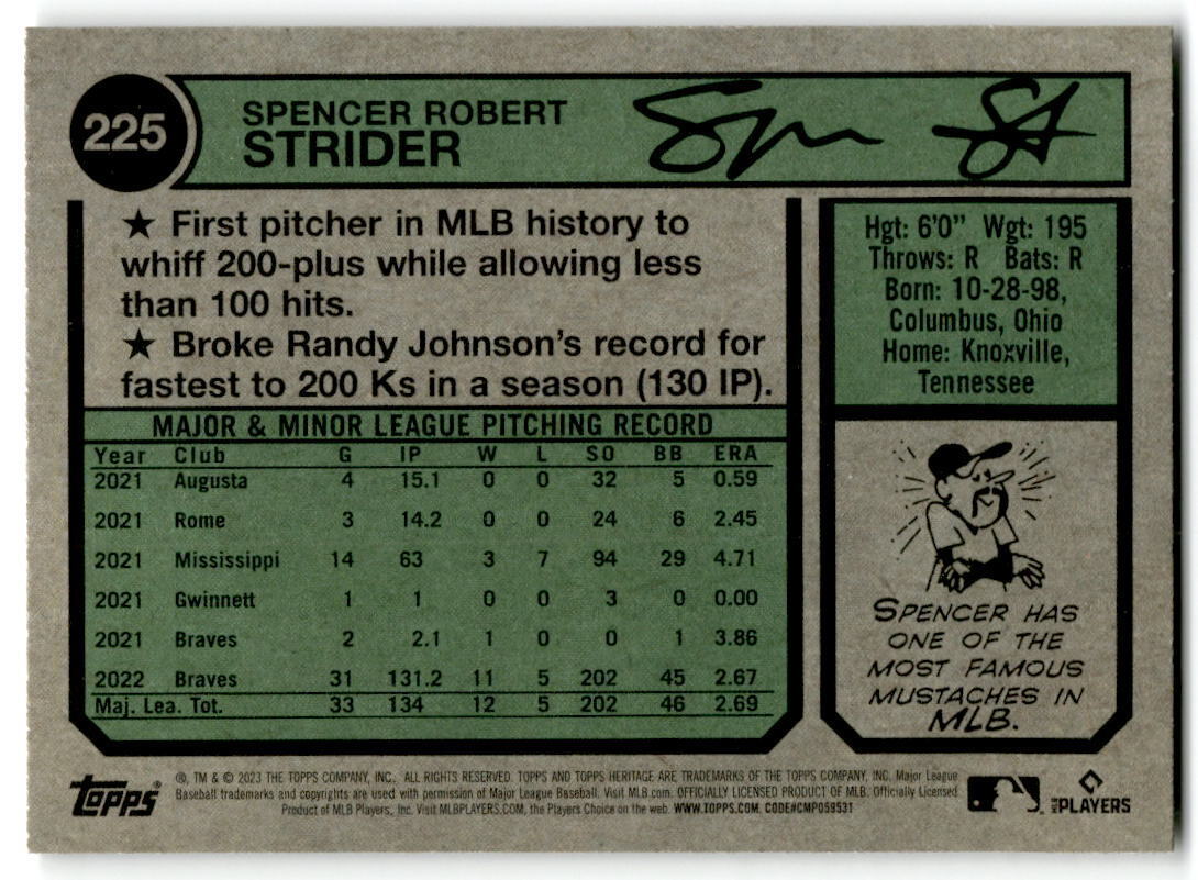 2023 Topps Heritage #225 Spencer Strider NM