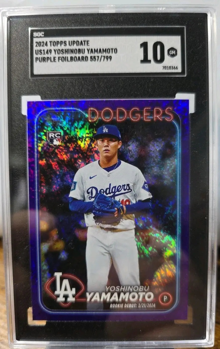 2024 Topps Update Yoshinobu Yamamoto Purple Foilboard RC /799 #US149 Dodgers