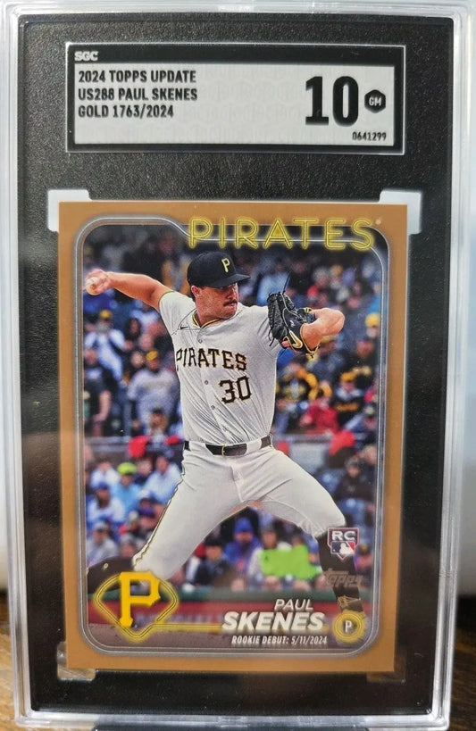 2024 Topps Update Paul Skenes Rookie Debut Gold /2024 #US288 Pirates SGC 10
